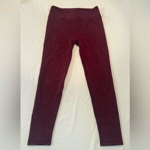 Fabletics Women's Ribbed Burgundy Leggings